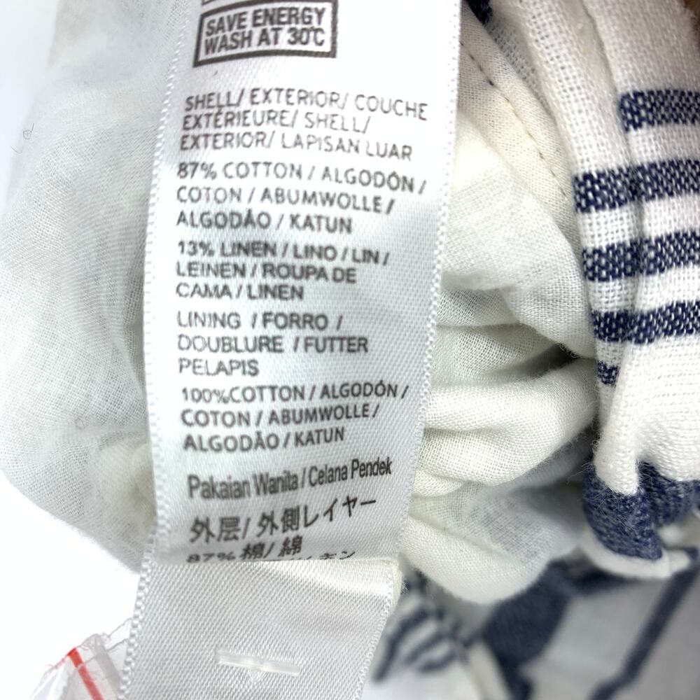 Topshop Shorts Women's Size 6 Cotton-Linen Striped Paper Bag White/Blue - Picture 7 of 7